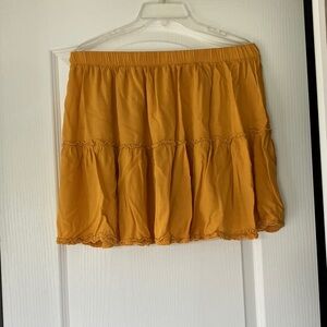 Tiered Mini Skirt in Mustard Yellow